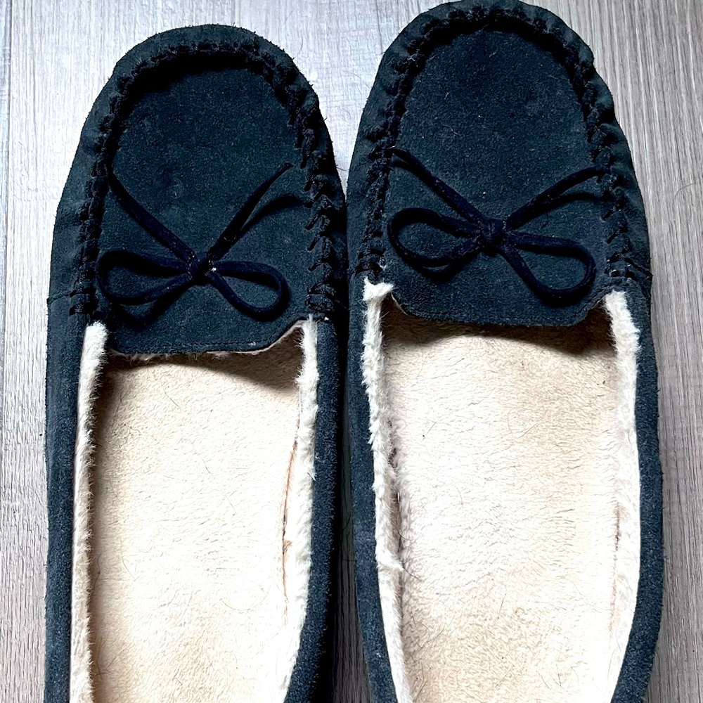 Dark Blue and Cream Slip-On Moccasins